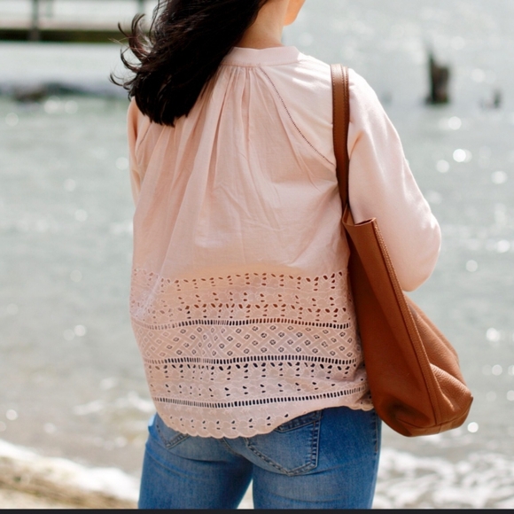 NWT J.Crew Sweater Eyelet Pullover Peach/Pink Size XS Preppy Casual Classic - Picture 12 of 12